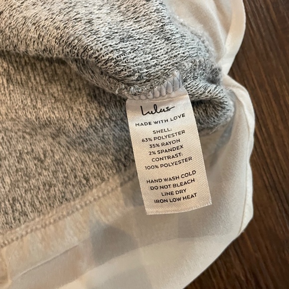 Lulu’s Grey Sweater w/ White Chiffon Illusion - Picture 4 of 4